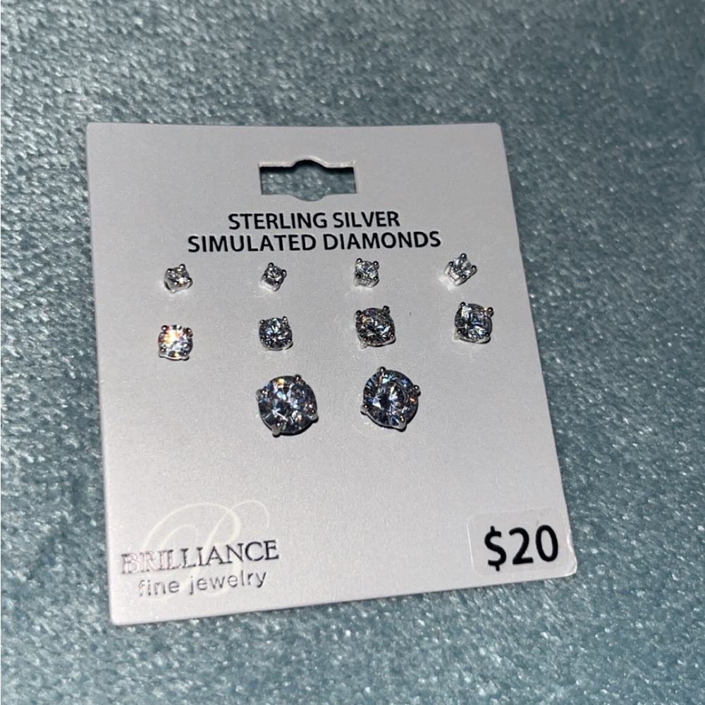 Brilliance Sterling Silver Simulated Diamond Earrings